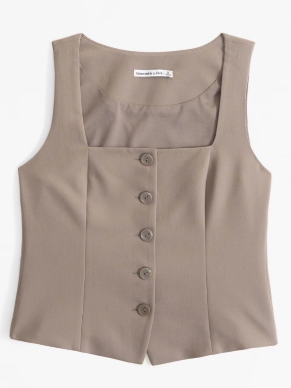 Abercrombie & Fitch Taupe Button Front Tank Top Size L Structured Corset Style